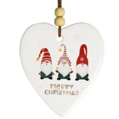 Hanging Heart Christmas Trio Gnomes