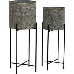 Planter Caramel On Stand S/2