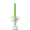 Palm Candle Holder Ceramic Green
