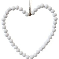 Beaded Heart White Med