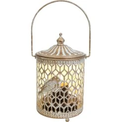 Lantern Led Bird Gold/wash
