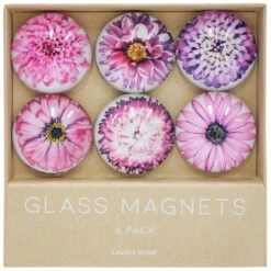 Glass Magnets S/6 Pretty In Pink