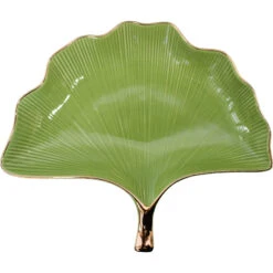 Gingko Plate Green/gold Med