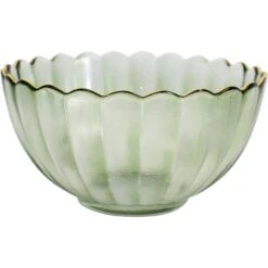 Glass Bowl Med Moss/gold
