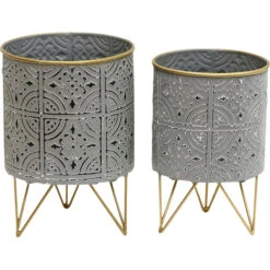 Planter White On Legs S/2