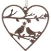 Hanging Heart 2 Birds Rust