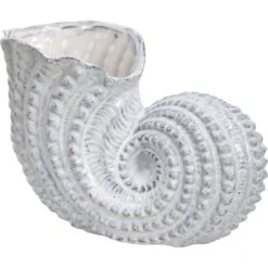 Vase/planter Trumpet Shell Rustic White