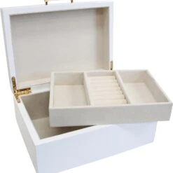 Lacquer Jewellery Box Med White