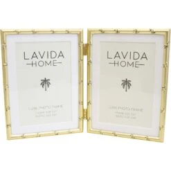 Frame 5x7 Double Bamboo Gold