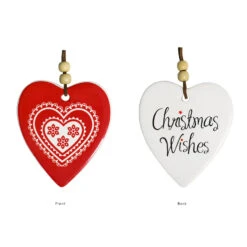 Hanging Heart Red Christmas Folk Lace
