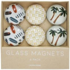 Glass Magnets S/6 Surfing