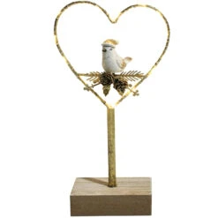 Metal Bird On Heart W/led